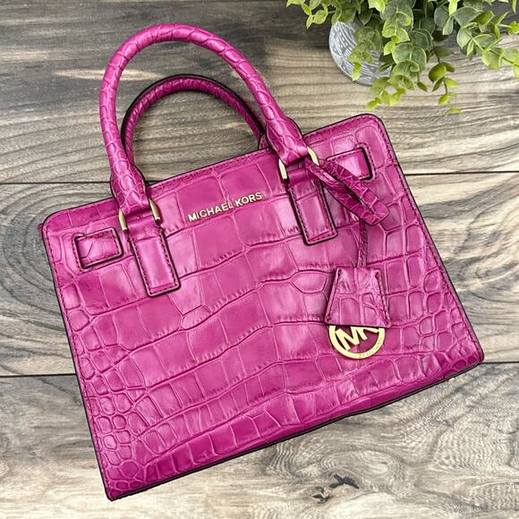 NWOT Michael Kors Croc Embossed Dillon Leather Handbag Satchel NO LONGER STRAP